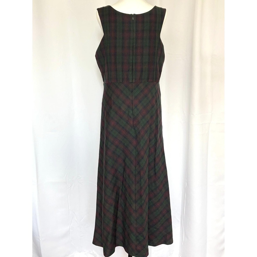 VTG Laura Ashley Christmas Holiday Dress Plaid Tartan Wool Cottage Academia Prep - Picture 5 of 8